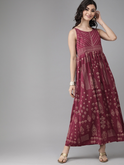 

Anouk Women Maroon Printed Maxi Dress