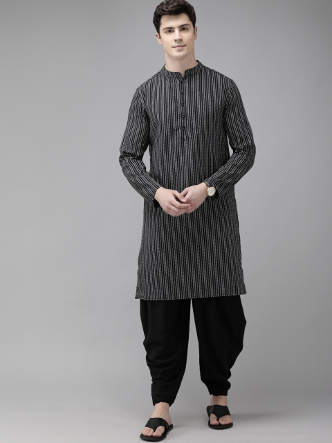 

Anouk Men Black & White Striped Kurta with Patiala