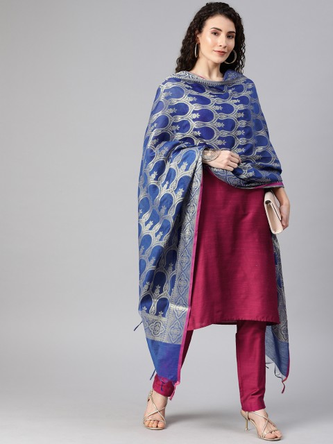 

Anouk Women Pink Solid Kurta with Trousers & Dupatta