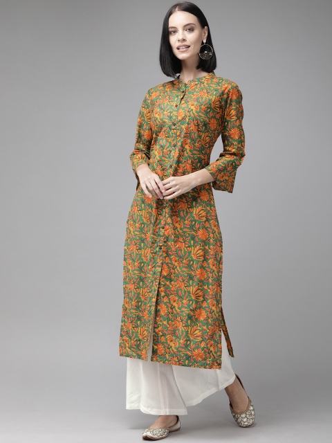 

Anouk Women Green & White Printed Kurta with Palazzos