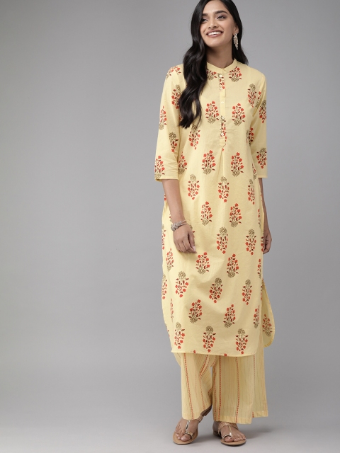 

Anouk Women Beige & Red Printed Kurta with Palazzos