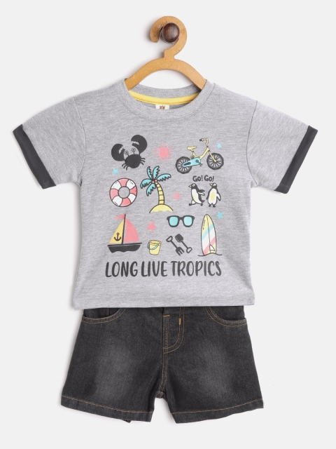 

TOFFY HOUSE Boys Grey Beach Print T-shirt with Shorts