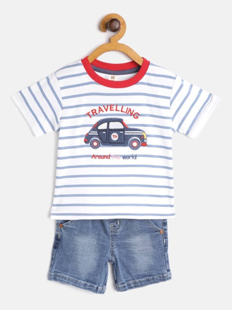 

TOFFY HOUSE Boys Blue & White Striped T-shirt with Shorts