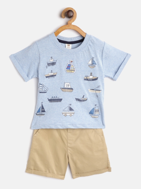

TOFFY HOUSE Boys Blue & Khaki Nautical Print T-shirt with Shorts