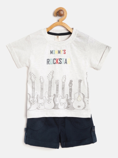 

TOFFY HOUSE Boys Grey & Navy Blue Guitar Print T-shirt with Corduroy Shorts
