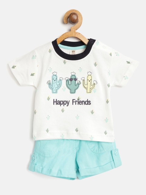 

TOFFY HOUSE Boys White & Blue Cactus Print T-shirt with Corduroy Shorts