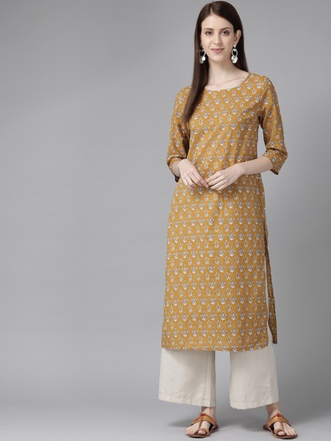 

Anouk Women Beige & Off-White Printed Straight Kurta
