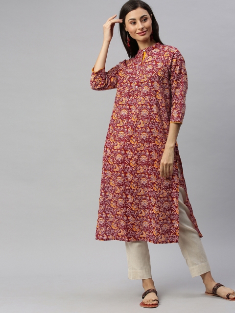 

Anouk Women Maroon Printed Straight Kurta