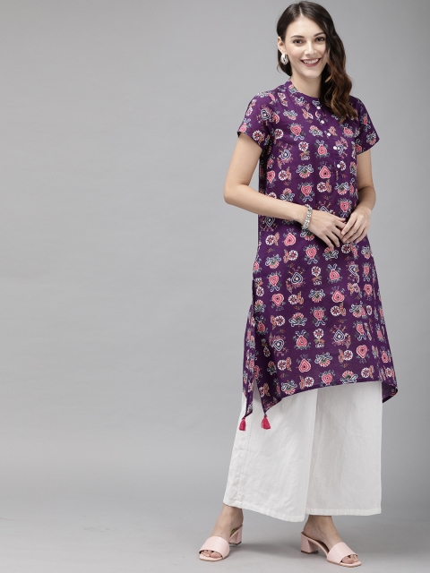 

Anouk Women Purple & Pink Printed A-Line Kurta