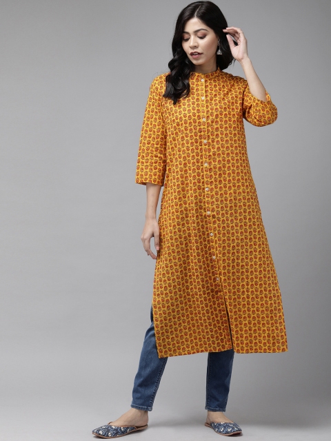 

Anouk Women Yellow & Red Floral Printed A-Line Kurta