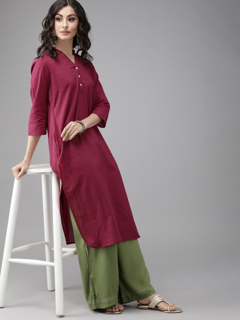 

Anouk Women Maroon Solid Straight Kurta