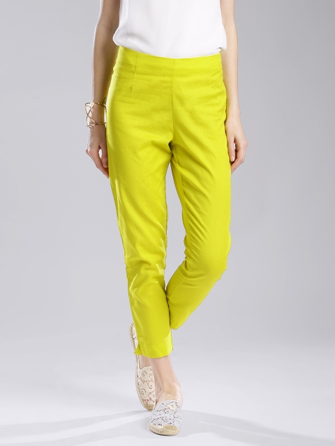 

W Lime Green Ankle-Length Trousers