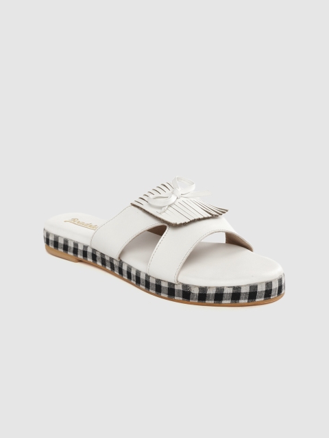 

Roadster Women White Solid Open Toe Flats with Bow Detail