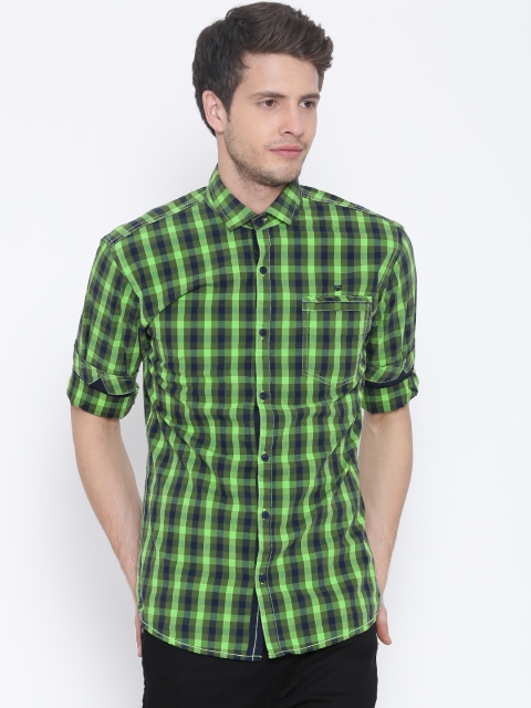 

FIFTY TWO Green & Navy Checked Casual Shirt