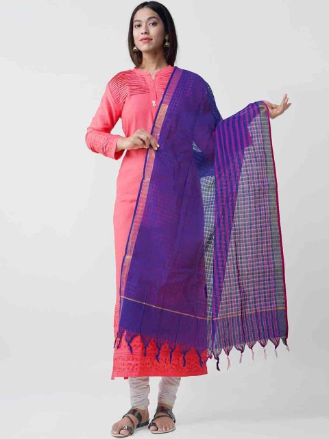 

Unnati Silks Women Blue & Pink Woven Design Sustainable Dupatta