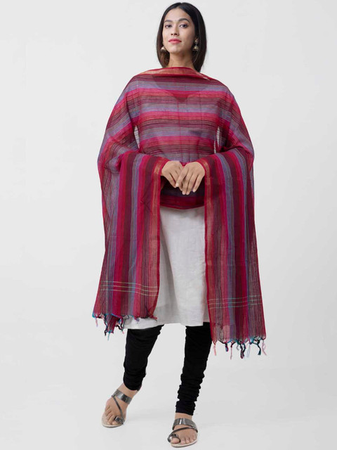 

Unnati Silks Women Multicoloured Striped Sustainable Dupatta, Multi