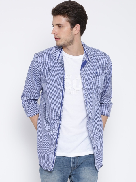 

FIFTY TWO Blue Checked Casual Shirt