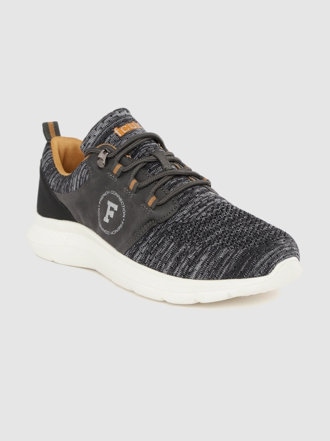 

French Connection Men Charcoal Grey Woven Design Walking Shoes