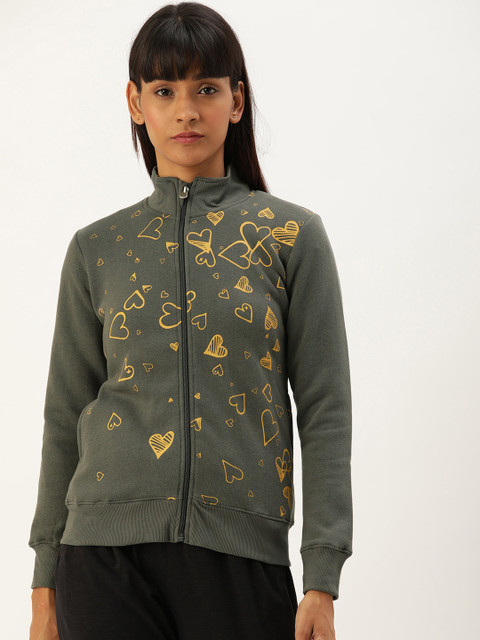 

Sweet Dreams Women Grey & Mustard Yellow Printed Sweatshirt
