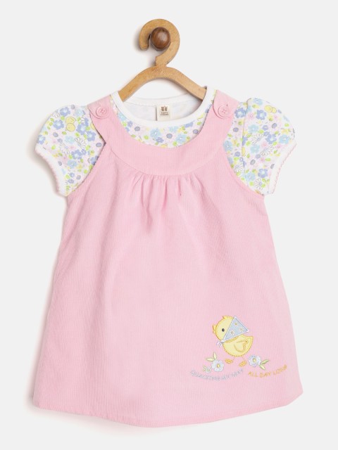 

TOFFY HOUSE Girls Pink Solid A-Line Dress With T-Shirt