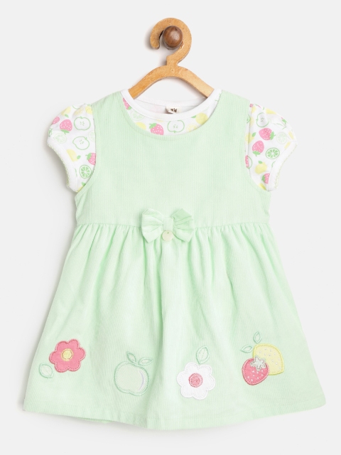 

TOFFY HOUSE Girls Mint Green Solid A-Line Dress With T-Shirt