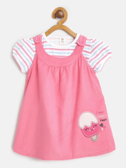 

TOFFY HOUSE Girls Pink Solid A-Line Dress With T-Shirt