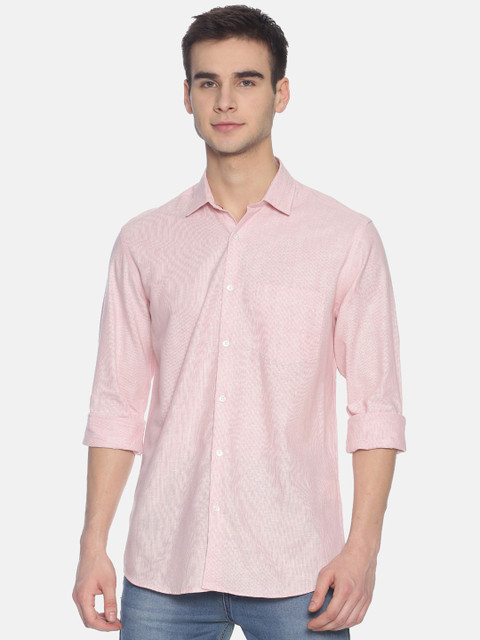 

CAVALLO by Linen Club Men Cotton Linen Red Regular Fit Striped Anti-Viral Sustainable Casual Shirt