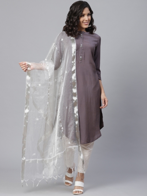 

ADA White & Silver Chikankari Embroidered Dupatta