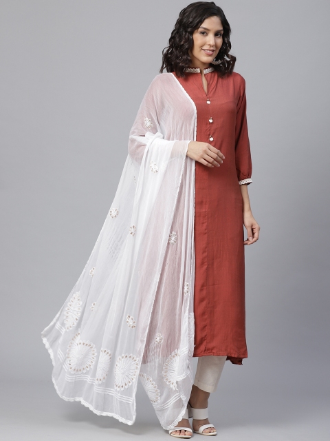 

ADA White Chikankari Embroidered Dupatta