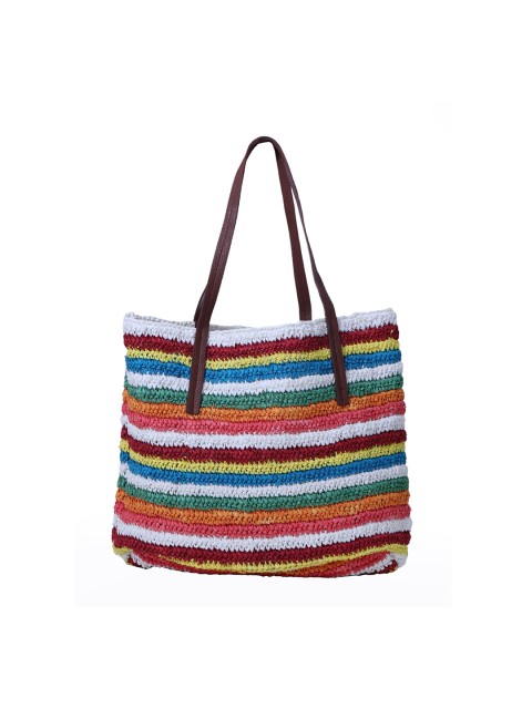 

Diwaah White & Orange Striped Tote Bag