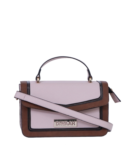 

Diwaah Pink & Brown Colourblocked Handheld Bag