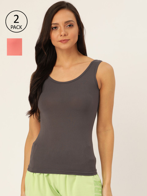

Lady Lyka Women Pack of 2 Solid Lounge Tops, Peach
