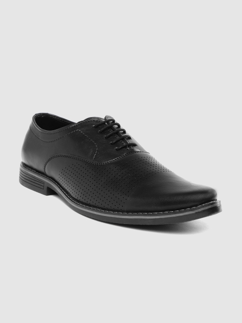 

INVICTUS Men Black Perforated Formal Oxfords