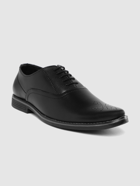 

INVICTUS Men Black Solid Formal Oxfords With Perforated Detail