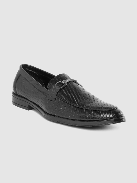 

INVICTUS Men Black Perforated Formal Horsebit Loafers