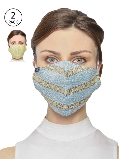 

Anekaant Women Pack Of 2 3-Ply Reusable Cloth Masks, Green
