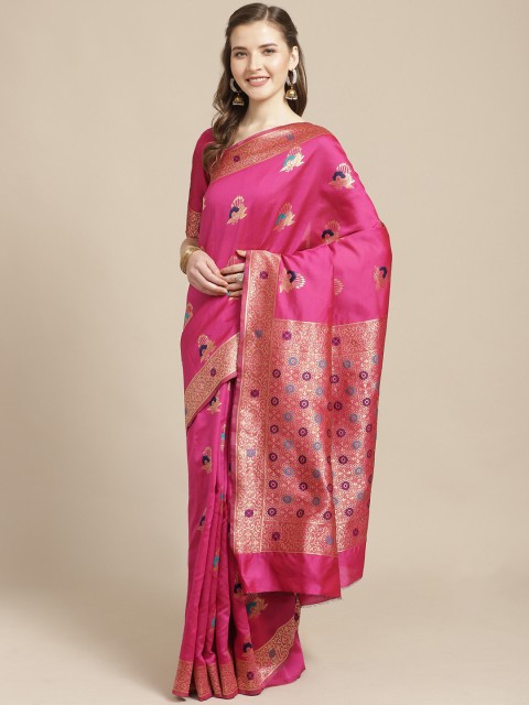 

Saree mall Magenta & Golden Woven Design Banarasi Saree