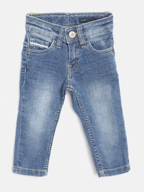 

United Colors of Benetton Boys Blue Washed Regular Fit Mid-Rise Stretchable Jeans