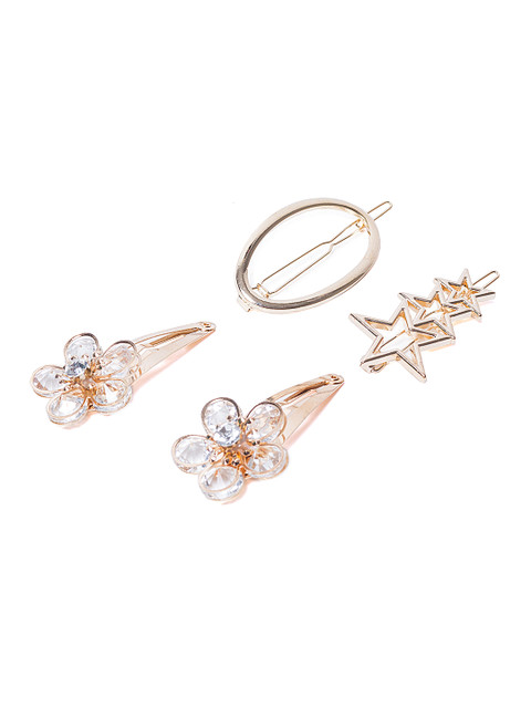 

Golden Peacock Set of 4 Gold-Toned Embellished Tic Tac Hair Clips