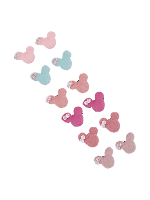 

Golden Peacock Girls Multicoloured Set of 6 Mickey Shaped Fur Alligator Hair Clip, Multi