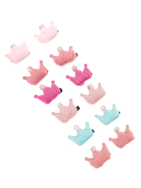 

Golden Peacock Girls Multicoloured Set of 12 Fur Alligator Hair Clip, Multi