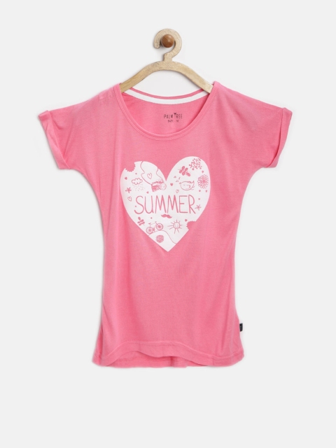 

Plam Tree by Gini & Jony Girls Pink Flock Print Top