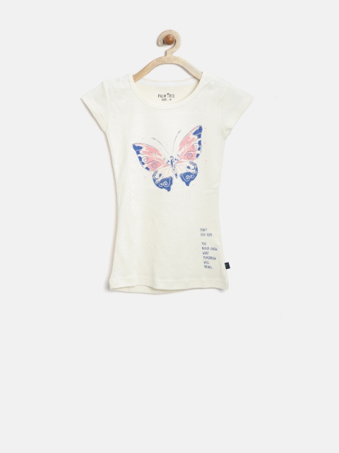 

Palm Tree by Gini & Jony Girls Off-White Butterfly Print Top