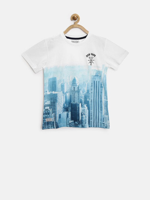 

Gini & Jony White & Blue Graphic Print T-shirt