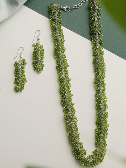 

Infuzze Silver-Plated Green Beaded Handcrafted Jewellery Set