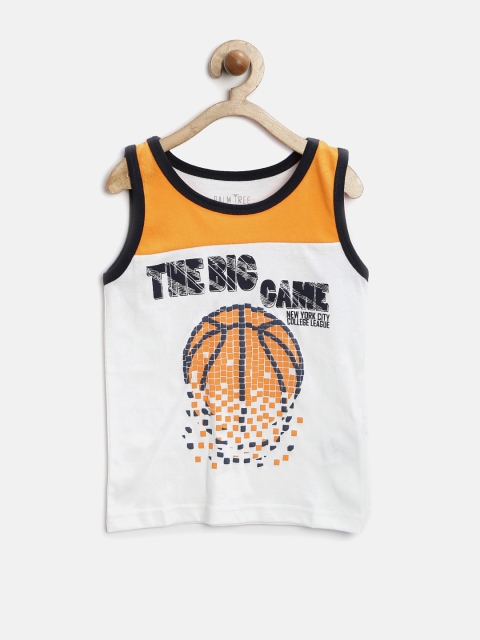Palm Tree by Gini & Jony White Flock Print T-shirt available at myntra for Rs.174