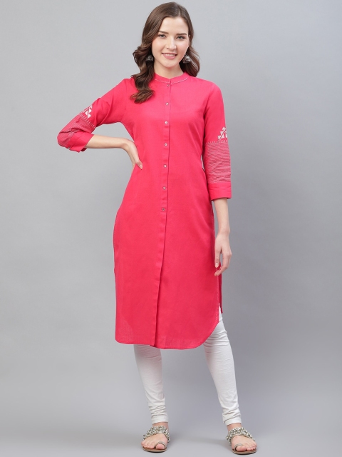

AHIKA Women Pink Solid Straight Kurta