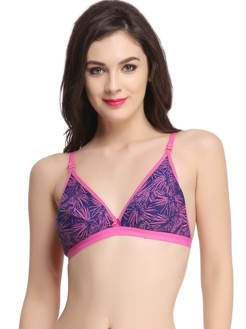 

Clovia Pink & Purple Printed Full-Coverage Bra BR0406P2240B