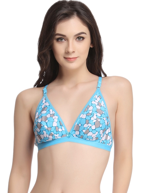

Clovia Turquoise Blue Printed Full-Coverage Bra BR0406P1140B