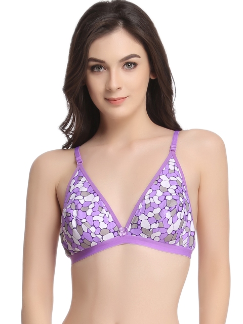 

Clovia Purple Printed Full-Coverage Bra BR0406P1140B